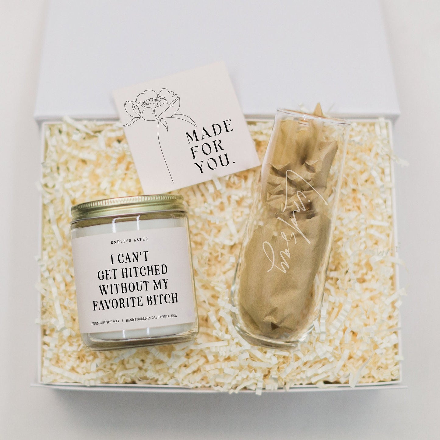 I Can't Get Hitched Without My Favorite Bitch Candle & Flute Gift Box