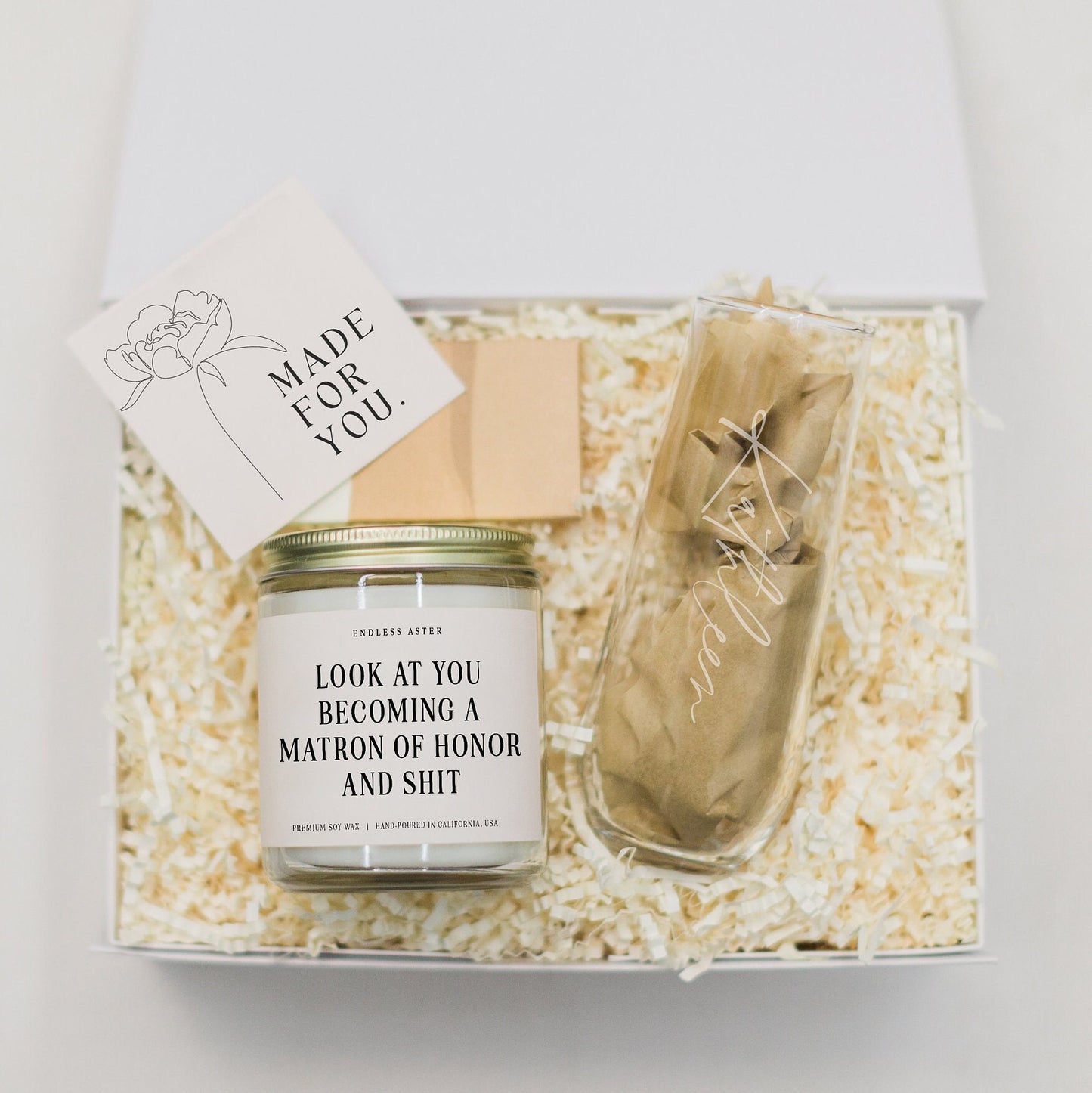 Look At You Becoming A Matron of Honor And Shit Candle & Flute Gift Box