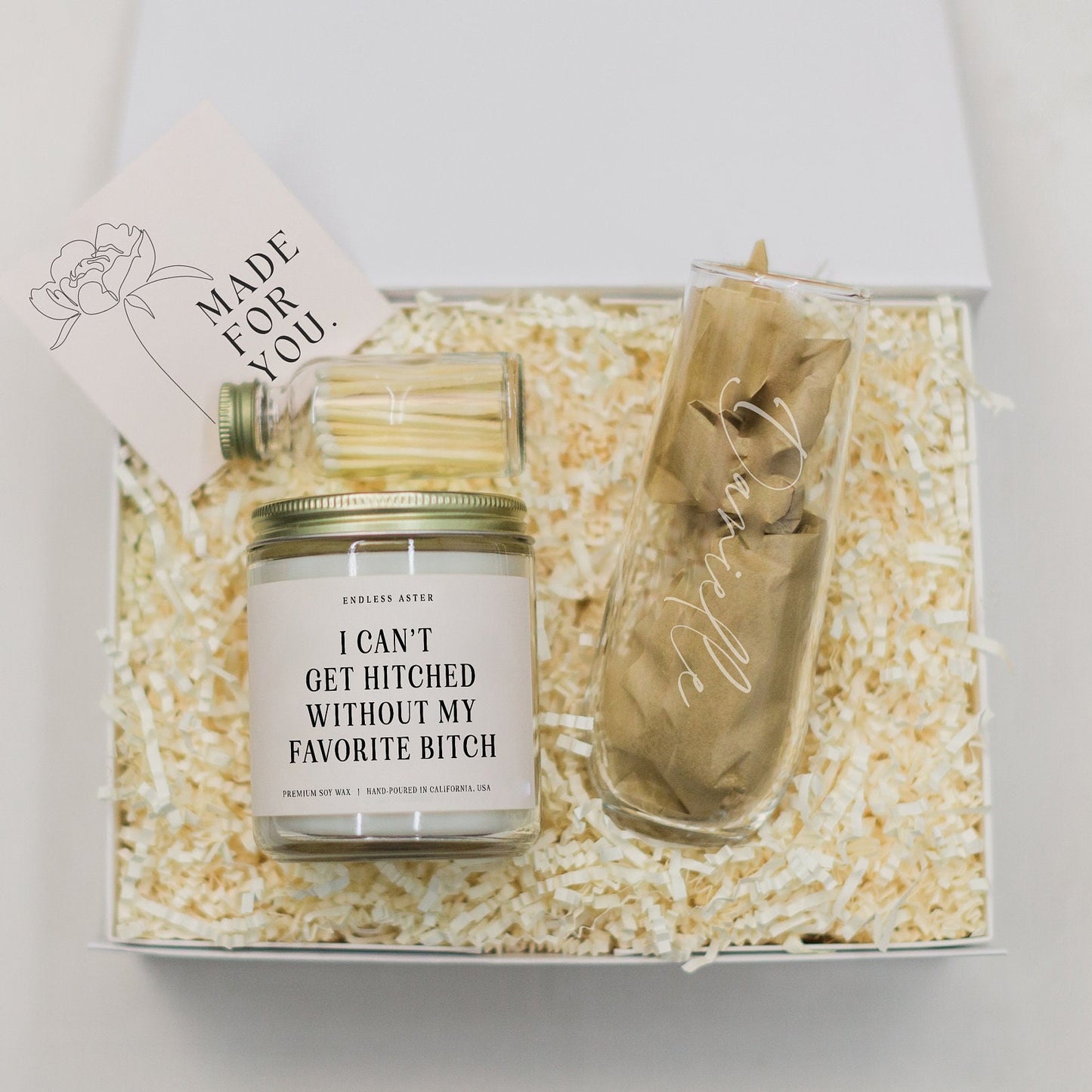 I Can't Get Hitched Without My Favorite Bitch Candle & Flute Gift Box