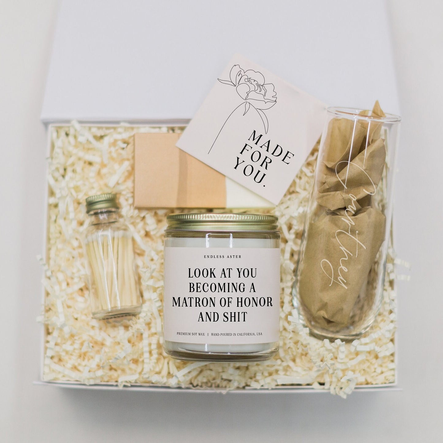 Look At You Becoming A Matron of Honor And Shit Candle & Flute Gift Box