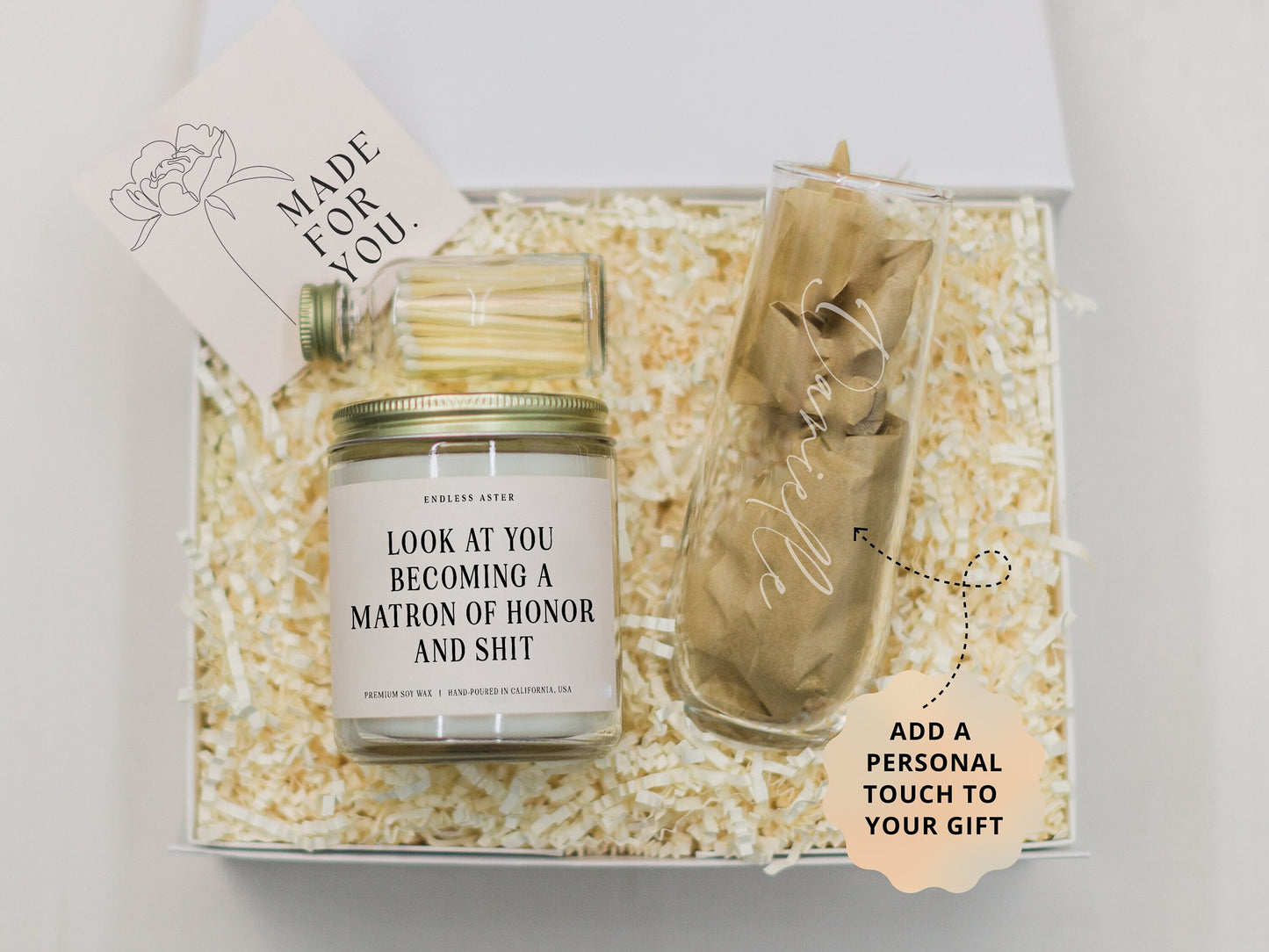 Look At You Becoming A Matron of Honor And Shit Candle & Flute Gift Box