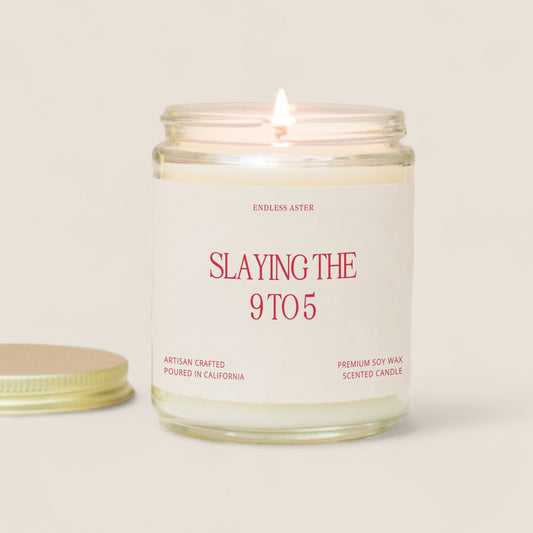 Motivational Gift "Slaying The 9 to 5" Candle Gift Box, Personalized Office Gift for Team Member, Office Decor, Gift For Boss and Coworkers