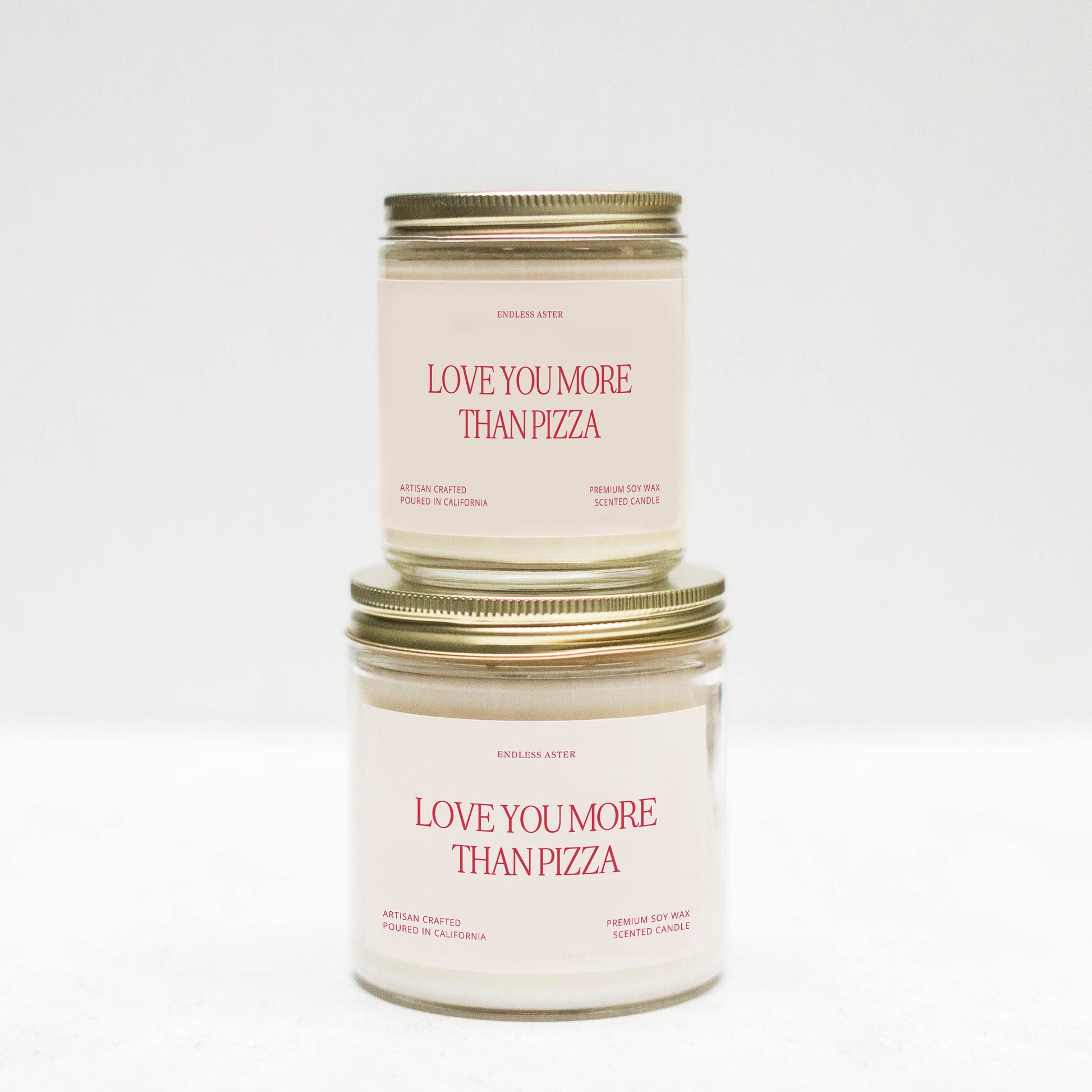 two jars of love you more than pizza candles