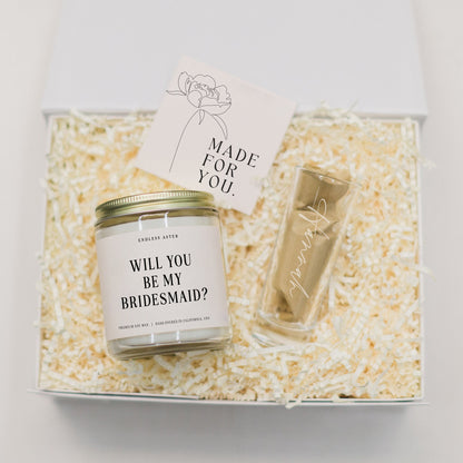 Will You Be My Bridesmaid Candle & Shot Glass Gift Box