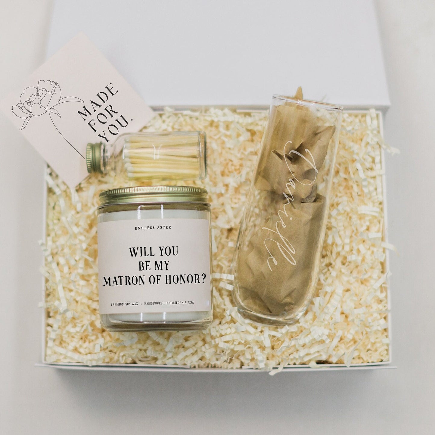 Will You Be My Matron of Honor Candle & Flute Gift Box