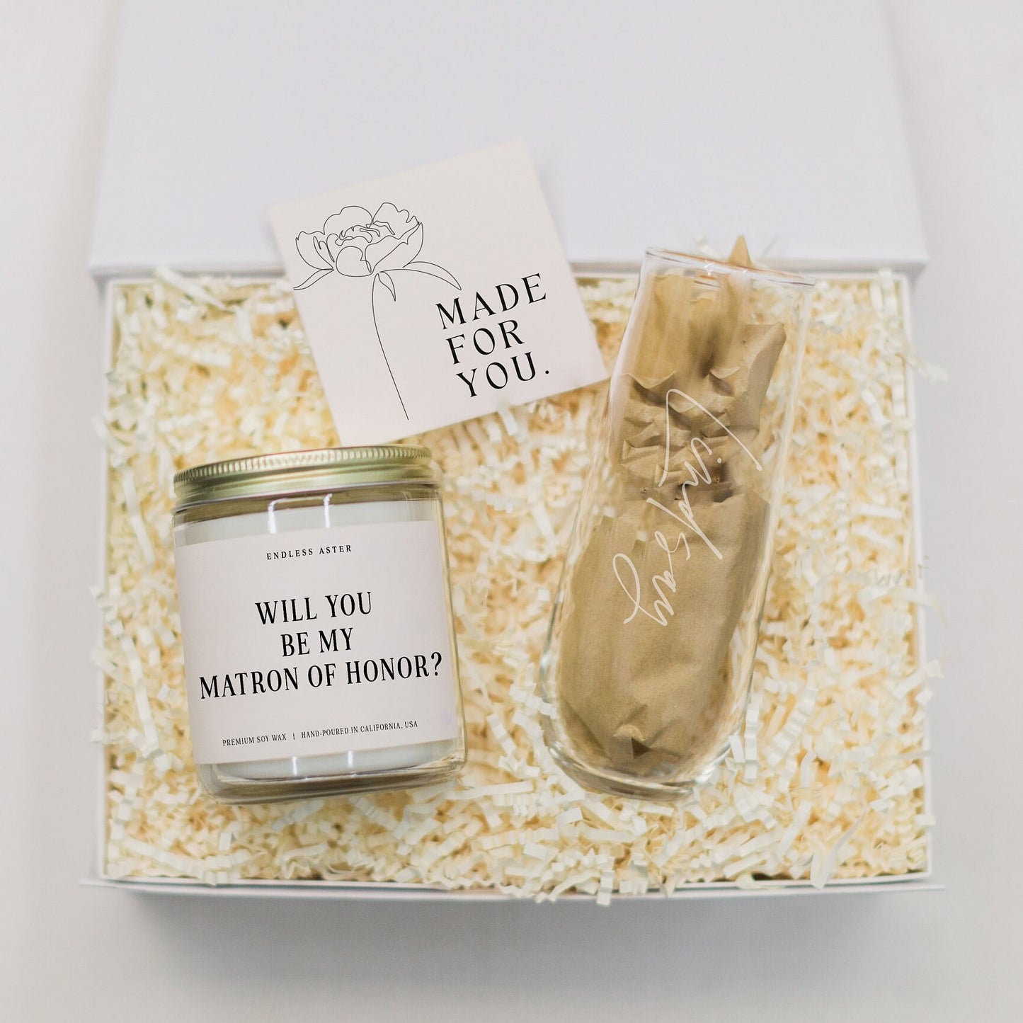 Will You Be My Matron of Honor Candle & Flute Gift Box