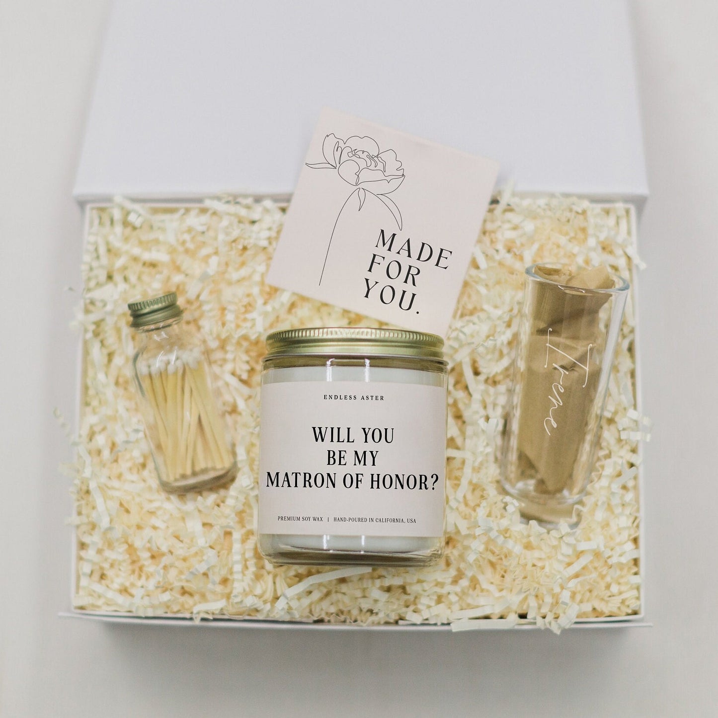 Will You Be My Matron of Honor Candle & Shot Glass Gift Box