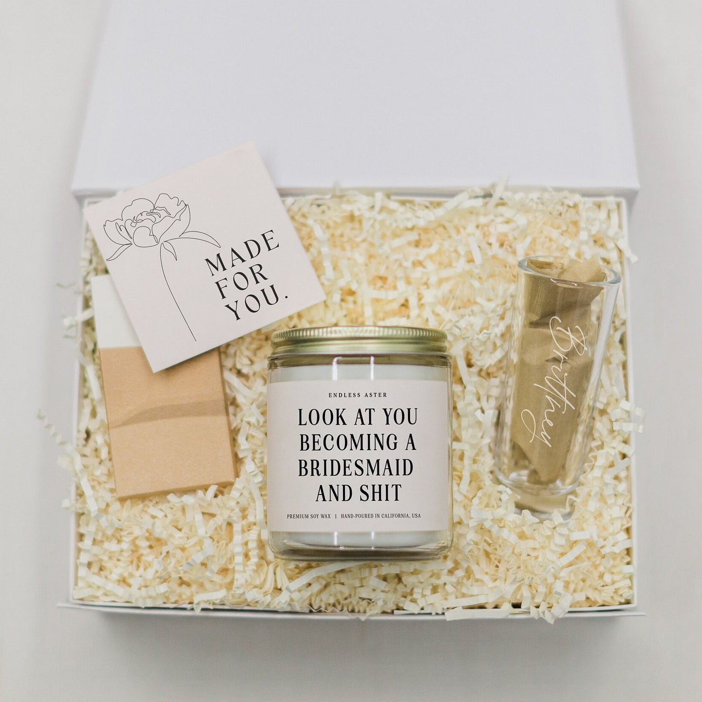 Look At You Becoming A Bridesmaid And Shit Candle & Shot Glass Gift Box