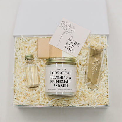 Look At You Becoming A Bridesmaid And Shit Candle & Shot Glass Gift Box