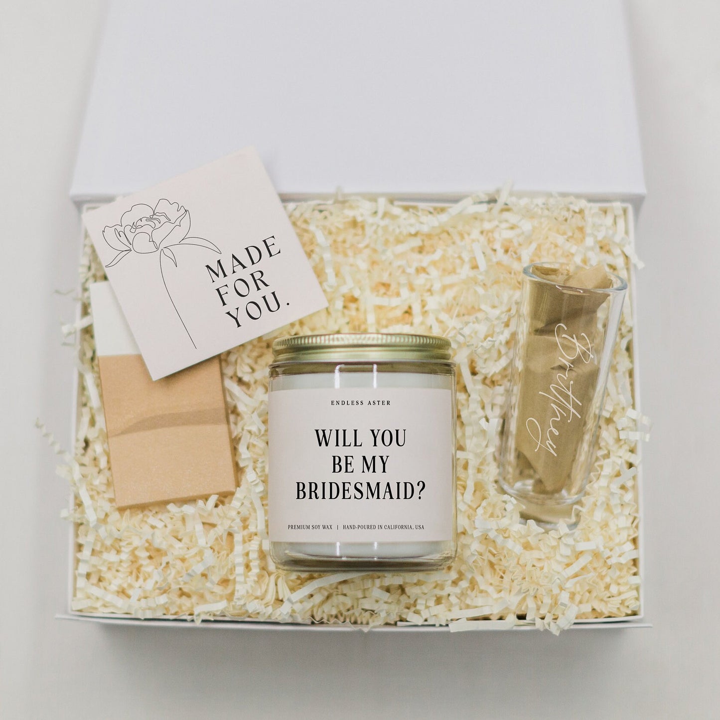 Will You Be My Bridesmaid Candle & Shot Glass Gift Box