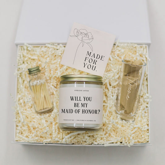 Will You Be My Maid of Honor Candle & Shot Glass Gift Box