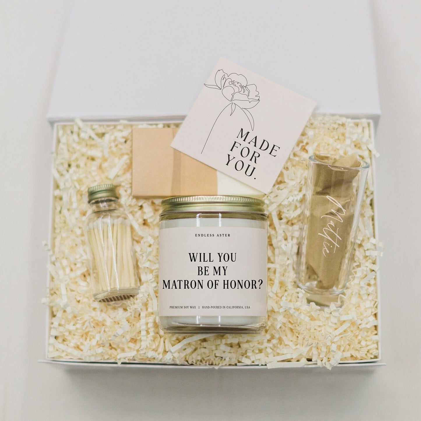 Will You Be My Matron of Honor Candle & Shot Glass Gift Box