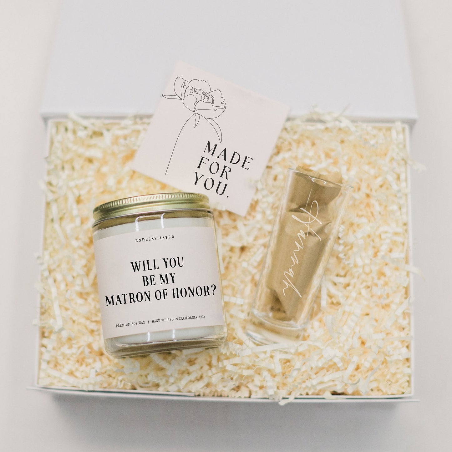 Will You Be My Matron of Honor Candle & Shot Glass Gift Box