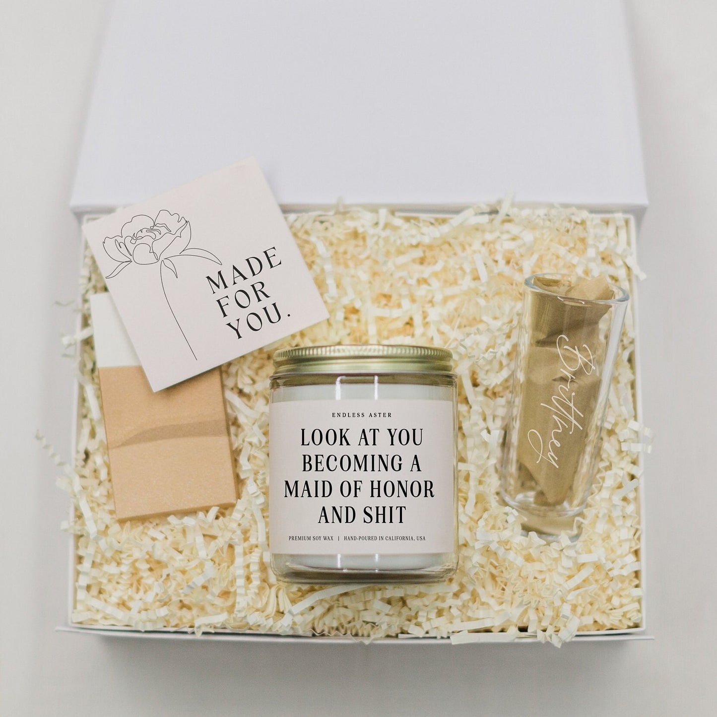 Look At You Becoming A Maid of Honor And Shit Candle & Shot Glass Gift Box