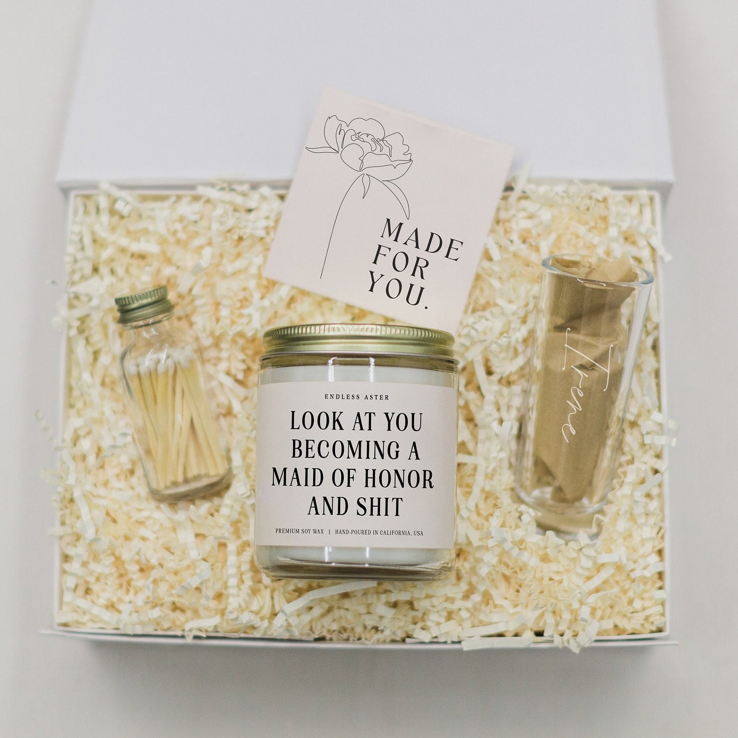 Look At You Becoming A Maid of Honor And Shit Candle & Shot Glass Gift Box