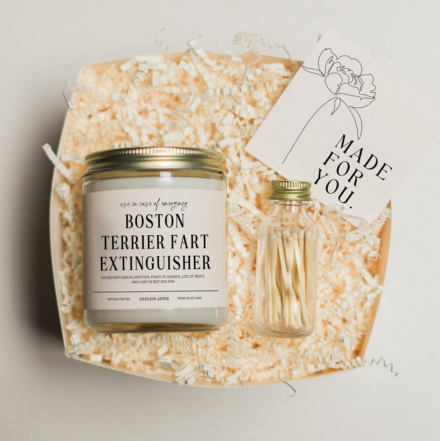 BOSTON TERRIER Fart Extinguisher Funny Candle Gift Box for Dog Owner, New Pet Parent Gift, Dog Mom and Dad Birthday Gift for Dog Lover