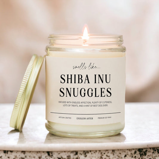 Shiba Inu Snuggles Candle