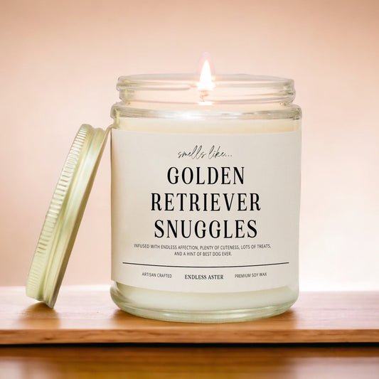 Smells Like GOLDEN RETRIEVER Snuggles Funny Candle Gift Box for Dog Owner, New Pet Parent Gift, Dog Mom or Dad Birthday Gift for Dog Lover