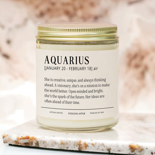 AQUARIUS Zodiac Astrology Sign Candle Spa Gift Box, Aquarius January and February Birthday Gift for Her, Horoscope Constellation Candle Gift