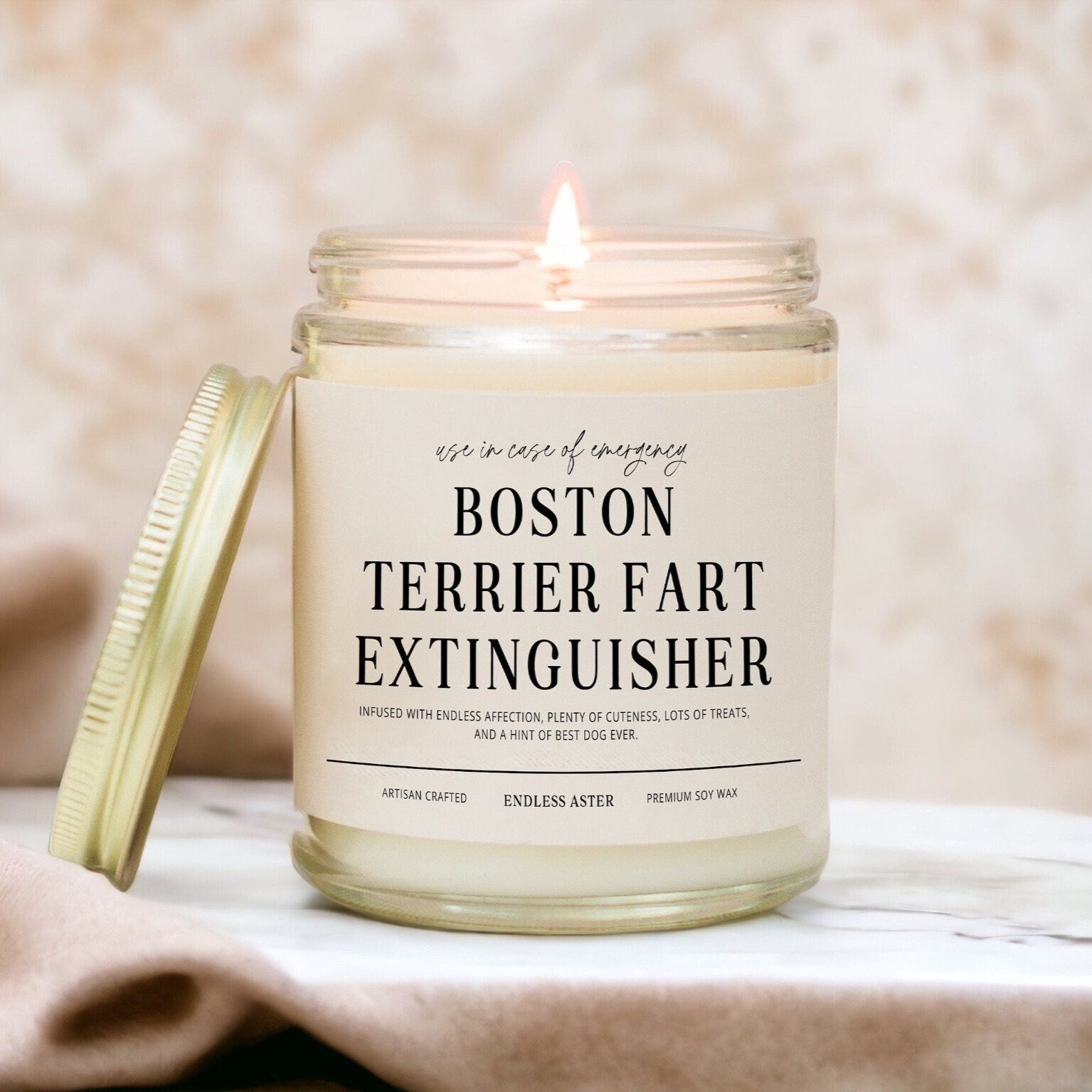 BOSTON TERRIER Fart Extinguisher Funny Candle Gift Box for Dog Owner, New Pet Parent Gift, Dog Mom and Dad Birthday Gift for Dog Lover