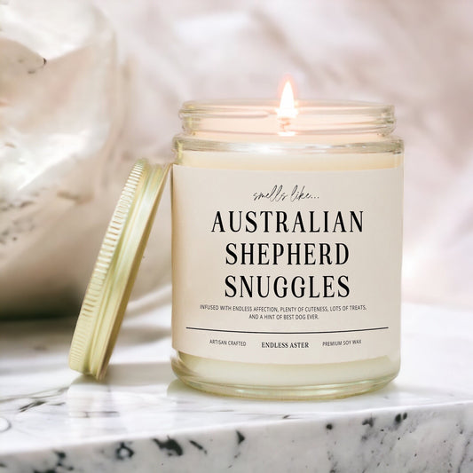 Australian Shepherd Snuggles Candle