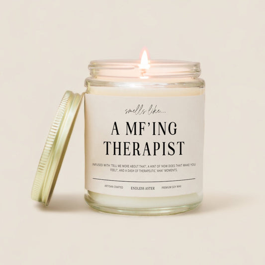 Therapist Self Care "Smells Like A MF'ing Therapist" Candle Gift Box, Funny Therapy Decoration Candle, Graduation Gift for New Therapist